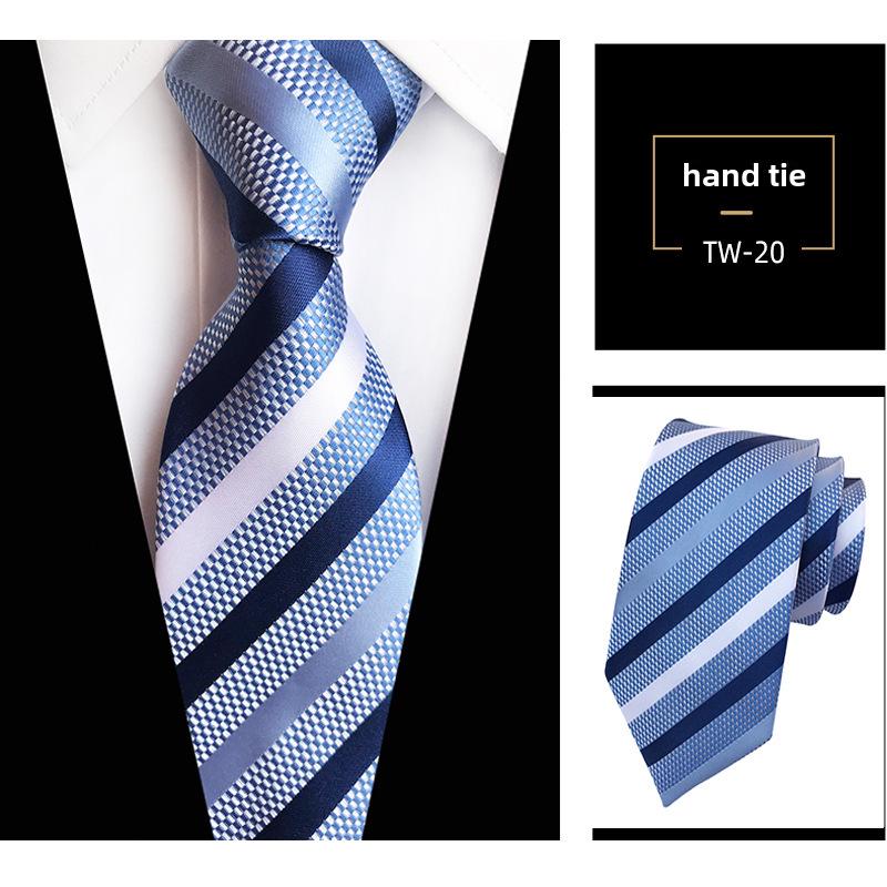 Мужская темно-синяя полосатая рубашка в деловом стиле с галстуком ручной работы для деловых встреч или собеседований