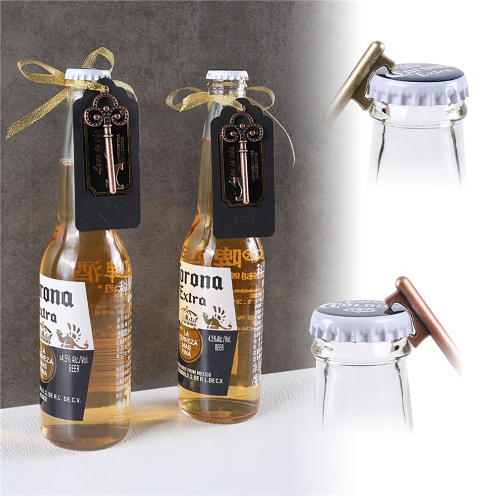 50pcs Vintage Key Bottle Opener Pendant With Escort Card Tags Ribbon Party Favors For Wedding Patty Decoration
