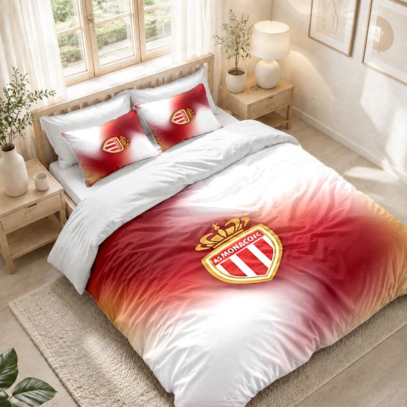 Bedding Set 1 Duvet Cover 2 Pillowcases Monaco FC Print Bedroom Home Decoration