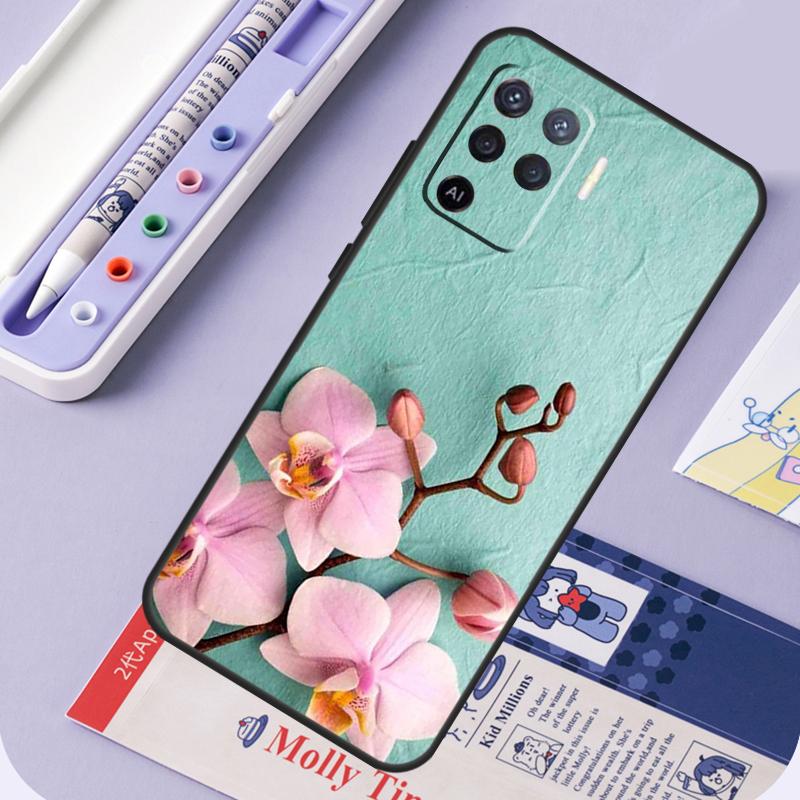 Orchid Flowers Colorful For Oppo A17 A18 A94 A74 A54 A15 A38 A58 A78 A98 A40 A60 A80 A16 A76 A96 A57 A77 A5 Pro Case