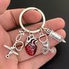 Drip Oil Heart Medical Syringe Stethoscope Heart Keychain, Doctor Nurse Tool Pendant Keychain Keyring.