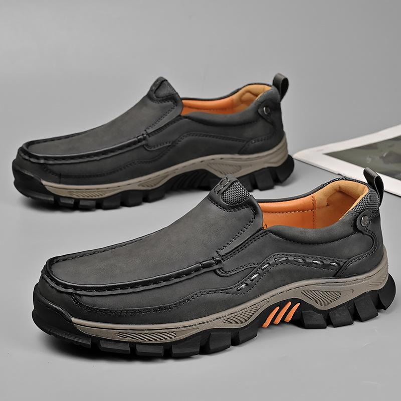 Мужские водонепроницаемые слипоны из искусственной кожи, походные ботинки для мужчин, уличные нескользящие кроссовки для ходьбы, повседневные лоферы, рабочая обувь, удобные короткие ботинки