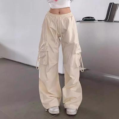 Летняя женская рабочая одежда в стиле ретро со средней посадкой и прямыми штанинами в сочетании со свободными повседневными швабрами для пола.