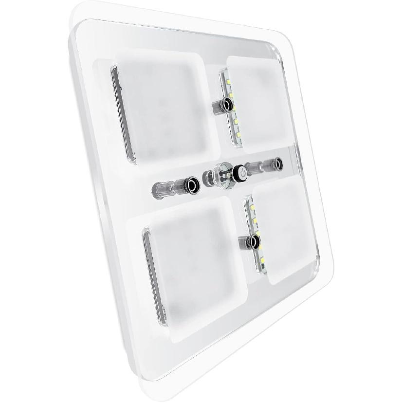 Dream lighting RV Interior Light - 3.5 inch LED Square Ceiling Light Fixture with Switch - 12V Under Cabinet Light with Crystal Lens - 6000K White