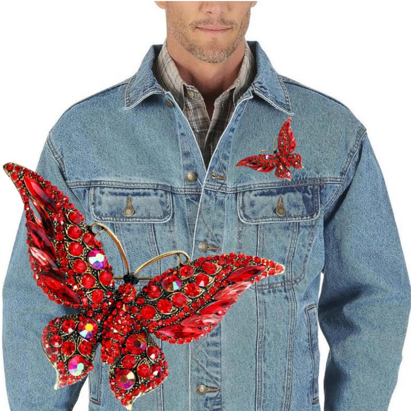 Rhinestone Butterfly Shape Brooch Corsages Decoration Gift for Women Girls