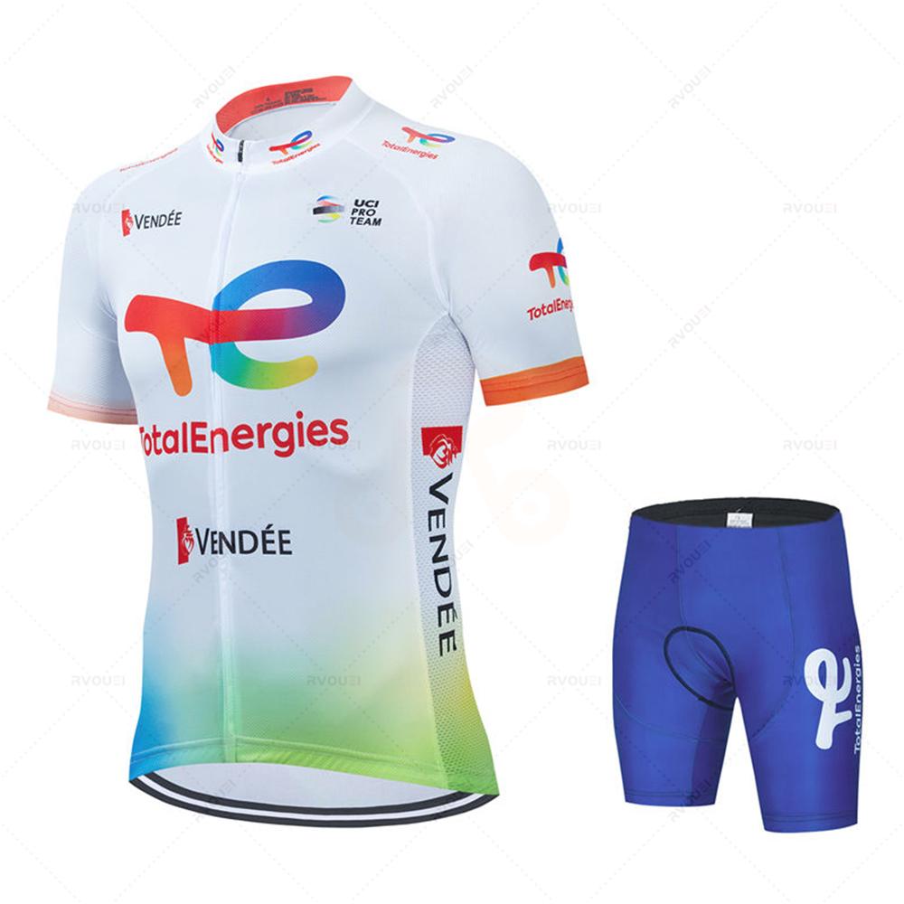 Total Energies Cycling Jersey Set Summer Short Sleeve Breathable Bicycle Men's Bike Clothing Maillot Ropa Ciclismo Uniform Suit