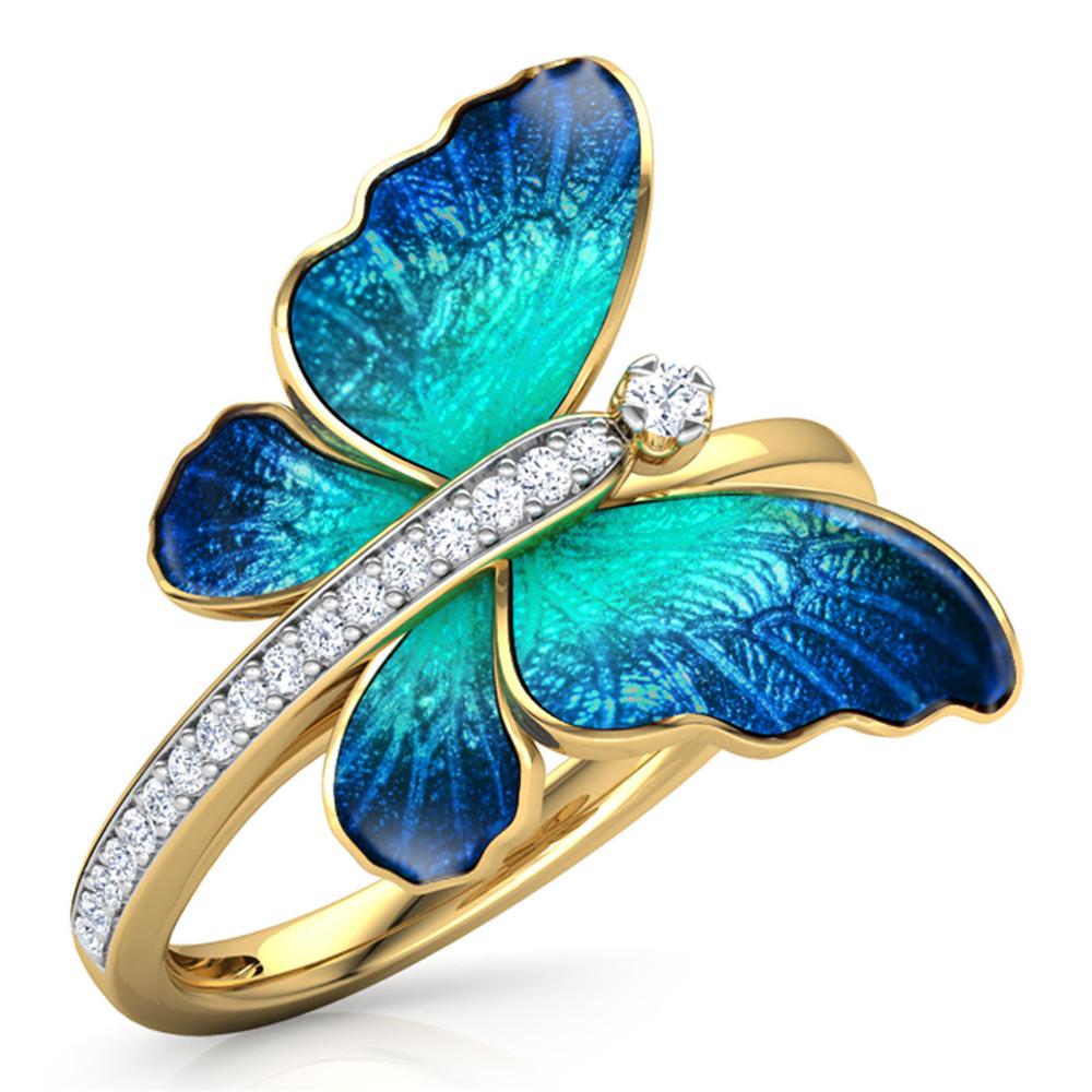 Gorgeous For Women Butterfly Design Rings Crystal Stone Enamel Rings Engagement Rings Marriage RingsTrendy Rings