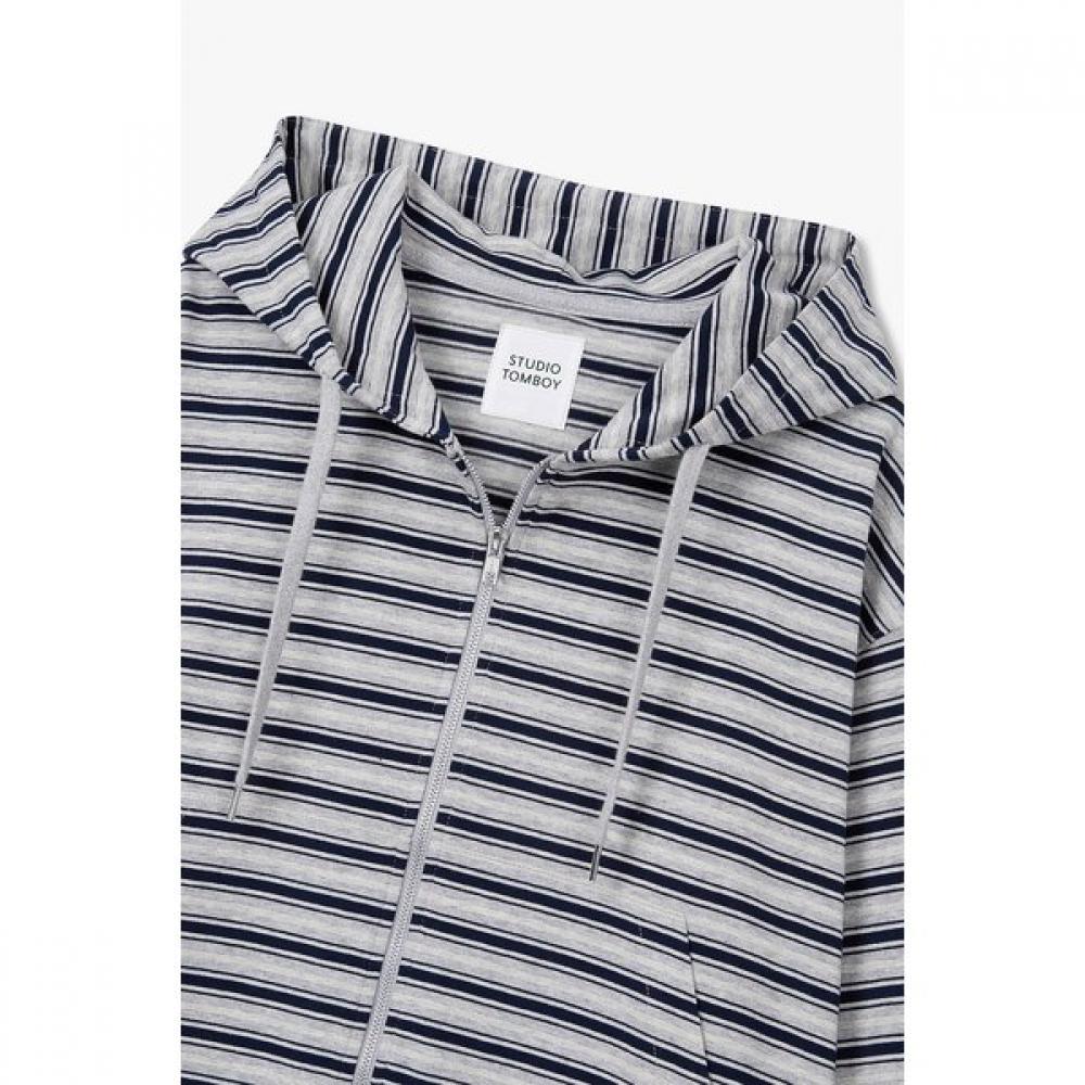 Studio Tomboy Stripe Zip Up Hoodie  9176213986ct 
