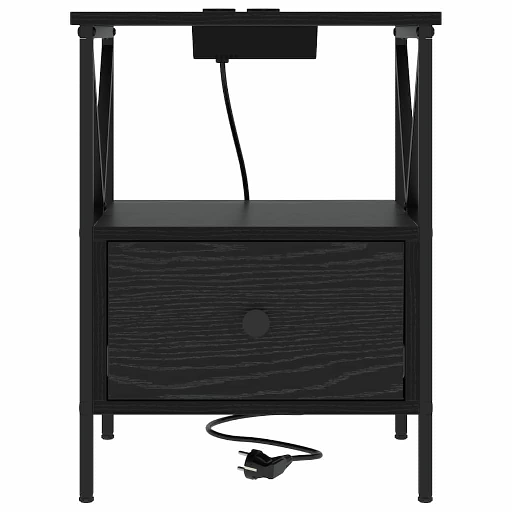 Nightstand Set of 2 Black Oak Effect 41.5 x 40.5 x 55 cm