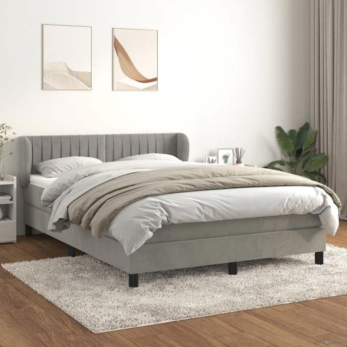 Maison Exclusive - Sommier à lattes de lit et matelas Gris clair 140x200cm Velours