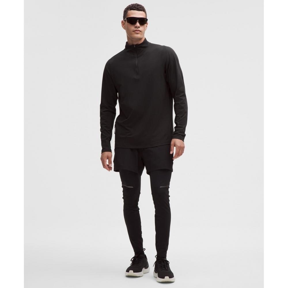 Lululemon Rulu Флисовая рубашка с полумолнией и длинным рукавом Чёрная