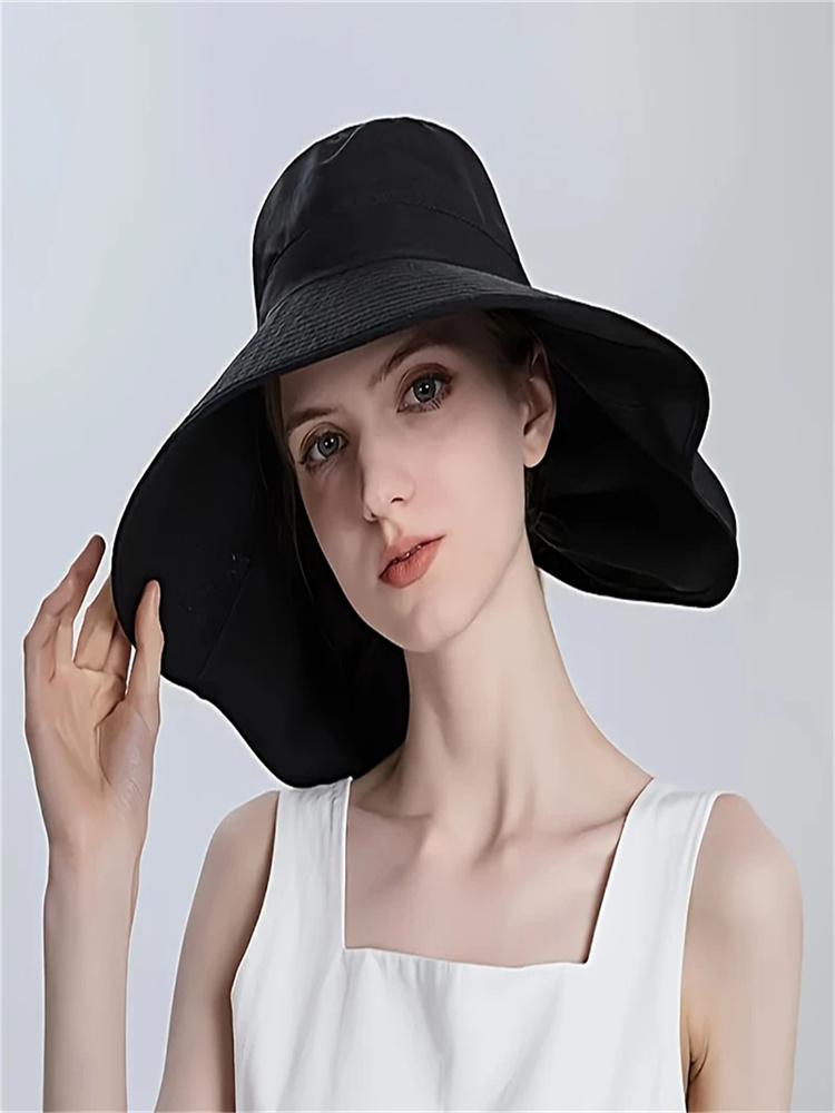 Women's Lightweight Breathable Sun Hat - Adjustable Drawstring Ponytail Hole Design, Wide Brim Four Seasons Outdoor Beach Holida