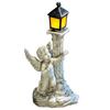 Resin Roman Colum Angel Statue with Solar Lights Ornament Outdoor Garden Waterproof Figurine Solar Glowing Lamp Decors