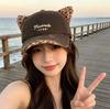 Spring New Retro Ripped Baseball Cap Female Leopard Print Cat Ear Cap Fashionable Contrasting Color Sweet Cool Trendy Hat
