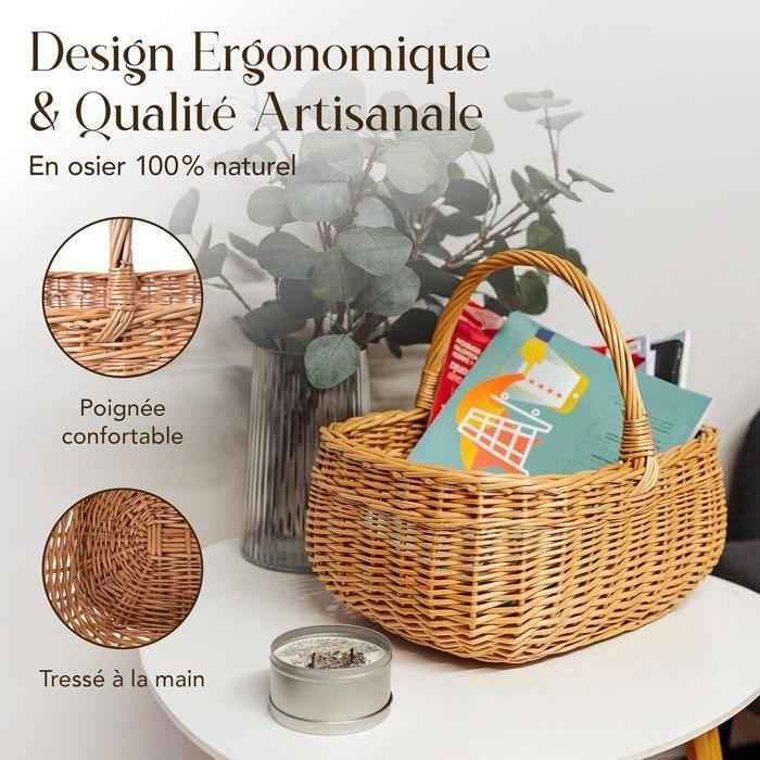 Panier En Osier Avec Poignées - CREATIVE HOME - Pâques - Marron - 36 X 26 X 31 Cm - Artisanal - Adulte