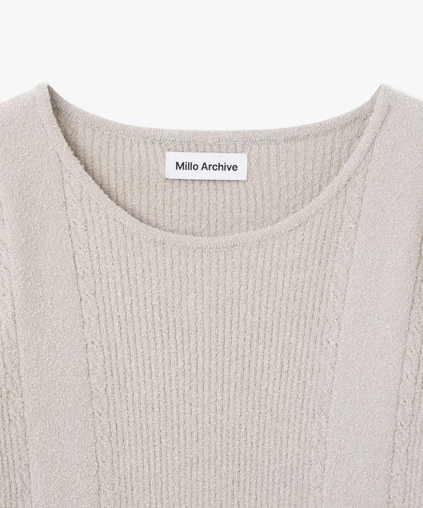 MILLO WOMEN Boucle Fringe Long Sleeve Knit [Ecru]