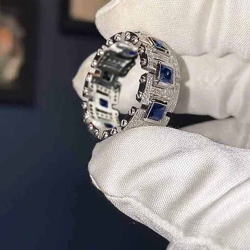 Роскошные блестящие синие кольца с кубическим цирконием для женщин, креативный свежий стиль, аксессуары для пальцев, изящные шармы, свадебные украшения