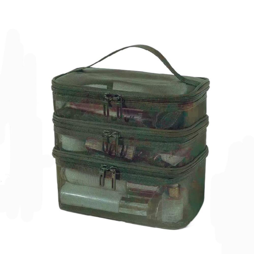 Multifunctional Transparent Mesh Travel Cosmetic Bag Storage 2/3 layer Toiletry Bag Large Capacity Makeup Case Cosmetic Storage