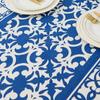 Blue and White Porcelain Patterned Rectangular Tablecloth Chinese Style Floral Table Cover Cotton Dustproof Tabletop Cover