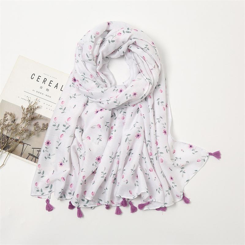 Fashion Thin Tassel Viscose Shawl Scarf for Women Luxury Design Neckerchief Wrap Pashmina Muslim Hijab Echarpes 180*90Cm