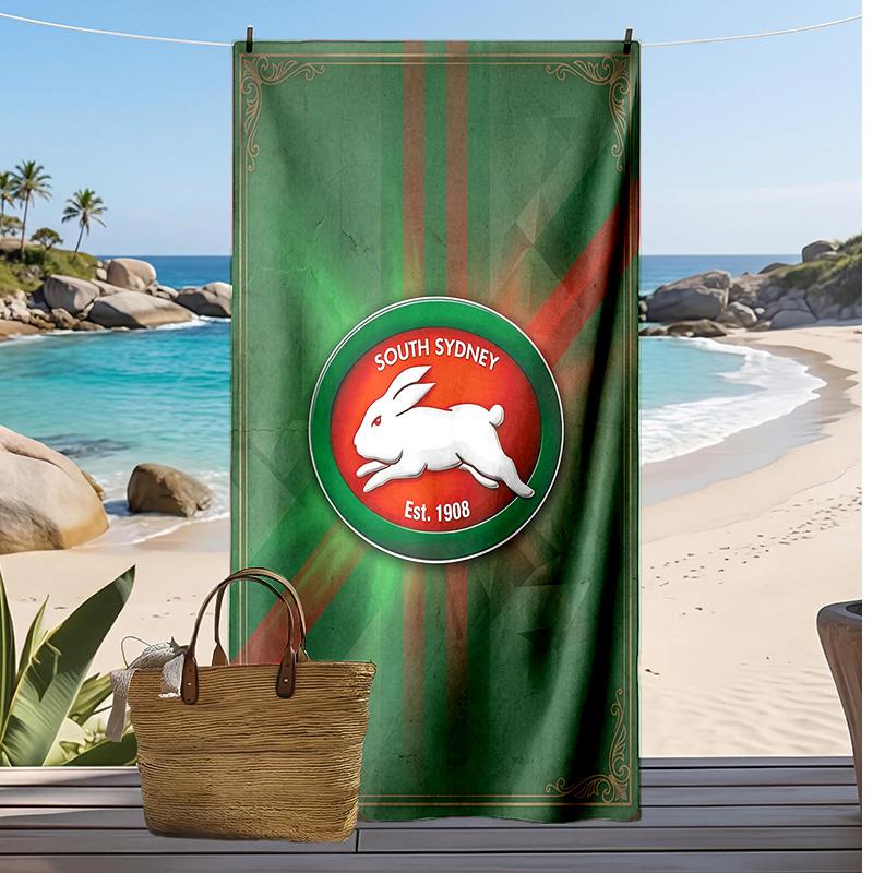South Sydney Rabbitohs Print Beach Towel Soft Portable Quick?dry Towel For Pool Summer Vacation Outdoor Sport