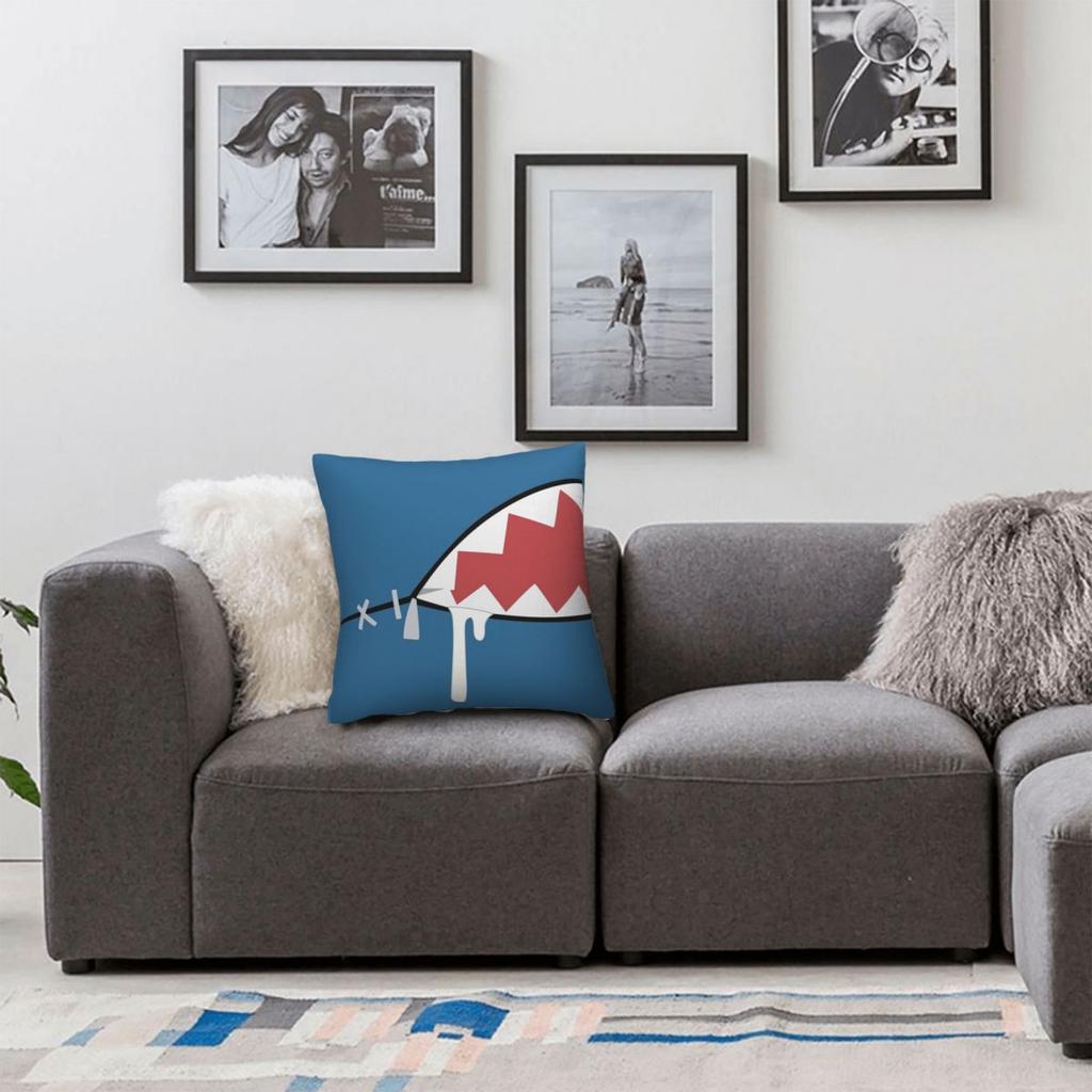 Gawr Gura Shark Mouth Square Pillowcase Cushion Cover Pillow Case Throw Pillow Cover For Home Sofa Living Room
