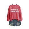 Womens Oversized Casual Long Sleeve Hoodie Sweatshirt With Print Design Comfort Fit