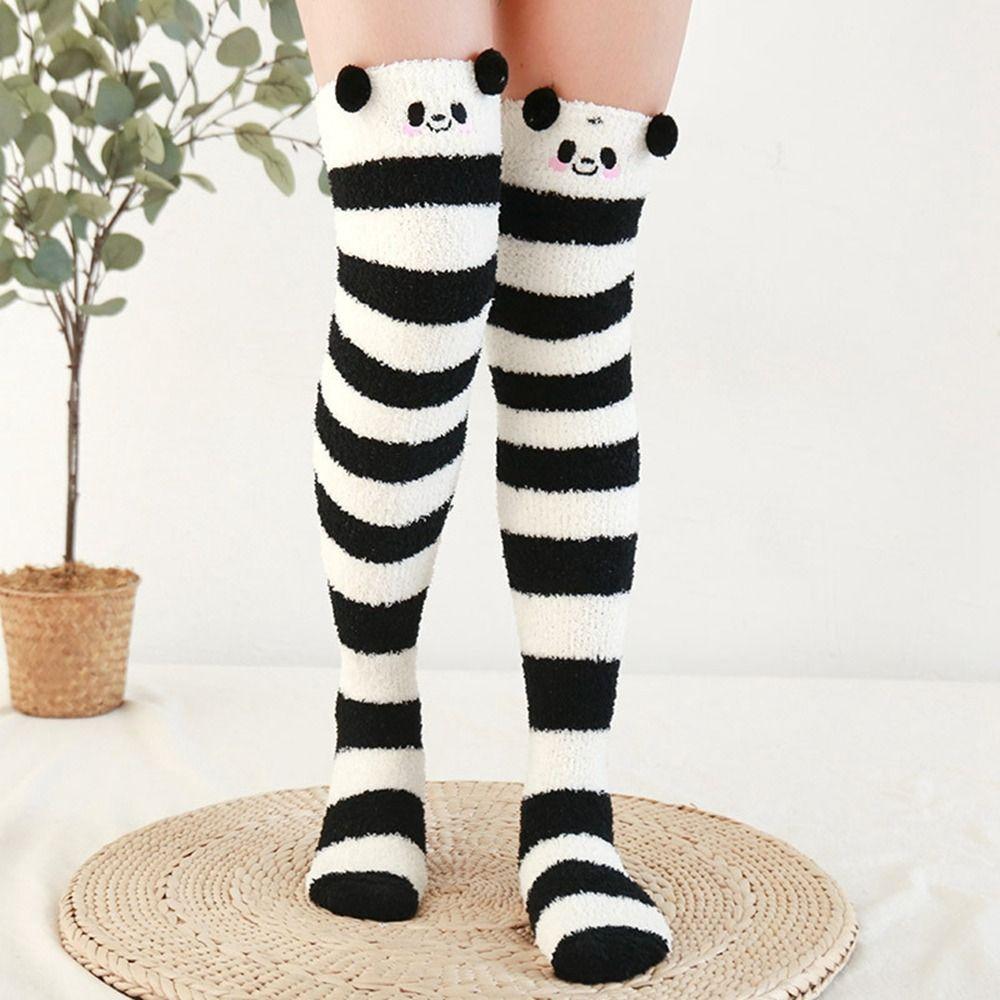 Зимние теплые моделирующие гольфы до колена 3D пушистые напольные носки милые коралловые флисовые носки женские