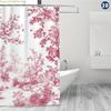 1 шт. Французская шторка для душа Toile De Jouy с вишневым цветением - Розовый цветочный узор с клетчатыми крючками, Прочный, поддающийся машинной стирке, Комплект