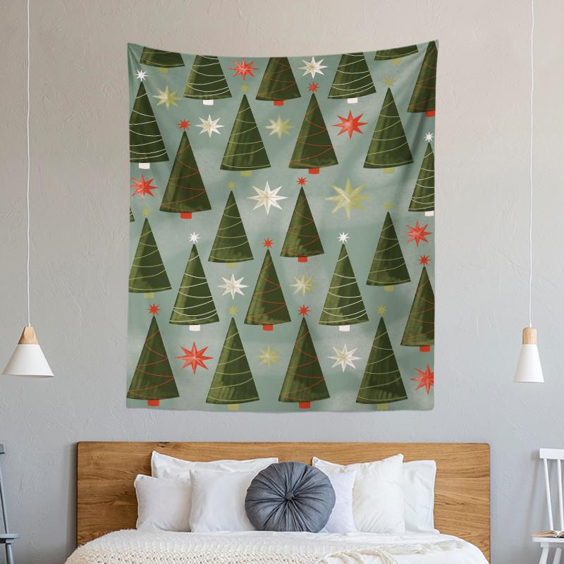 Christmas Tree Decoration Printed Pattern Tapestry Home Living Room Bedroom Wall Decoration Background Cloth Tapestry 230x180cm