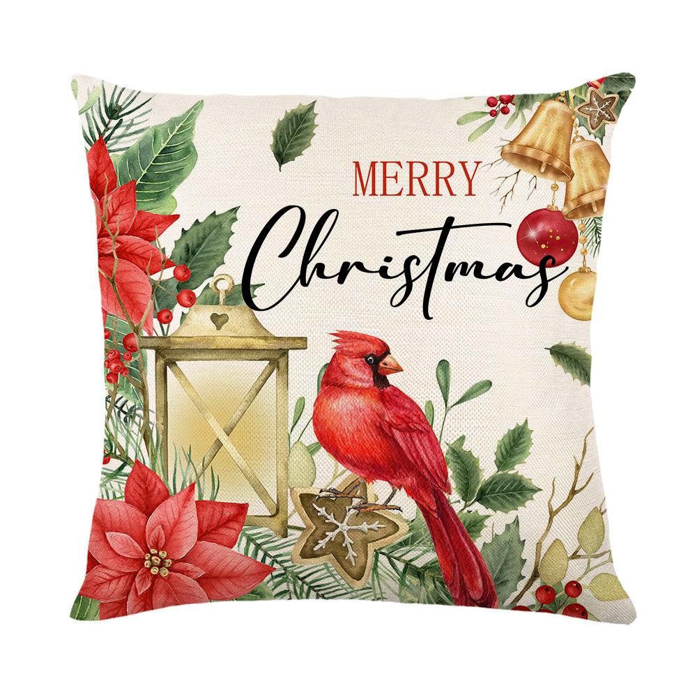 Home Decoration Cushion Cover Christmas Holiday Polyester Print Living Room Sofa Cushion Cover Bedroom Cushion Cover