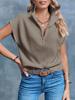 Women's Half Zip Cropped Knit Top Cap Sleeve Lightweight Oversized Sweater Vest