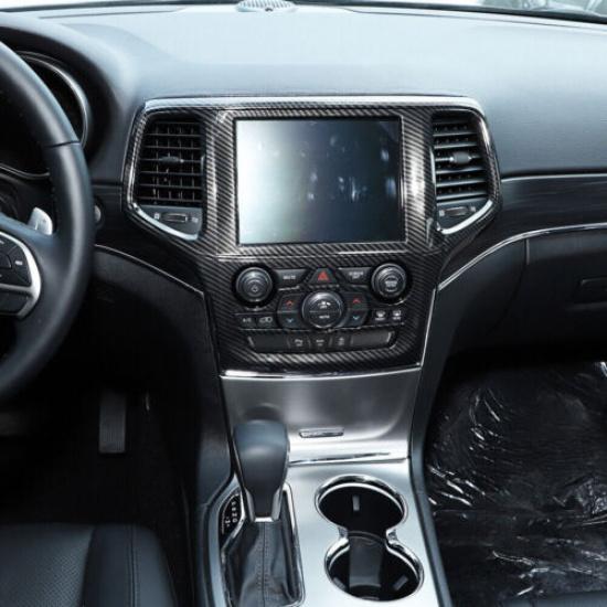 Carbon Fiber GPS Navigation Panel Cover Trim For Jeep Grand Cherokee 2014-2018