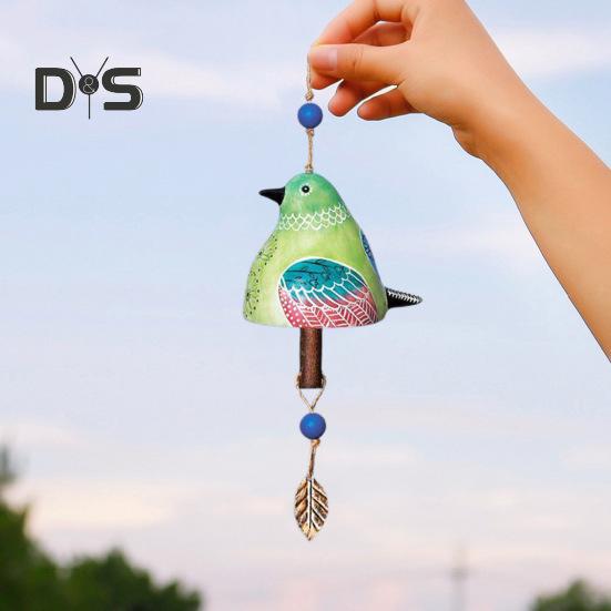 Bird Song Bell Hanging Decoration Spring Resin Bird Wind Chime Outdoor Garden Courtyard Colorful Bird Ornament Pendant Christmas Birthday Gift
