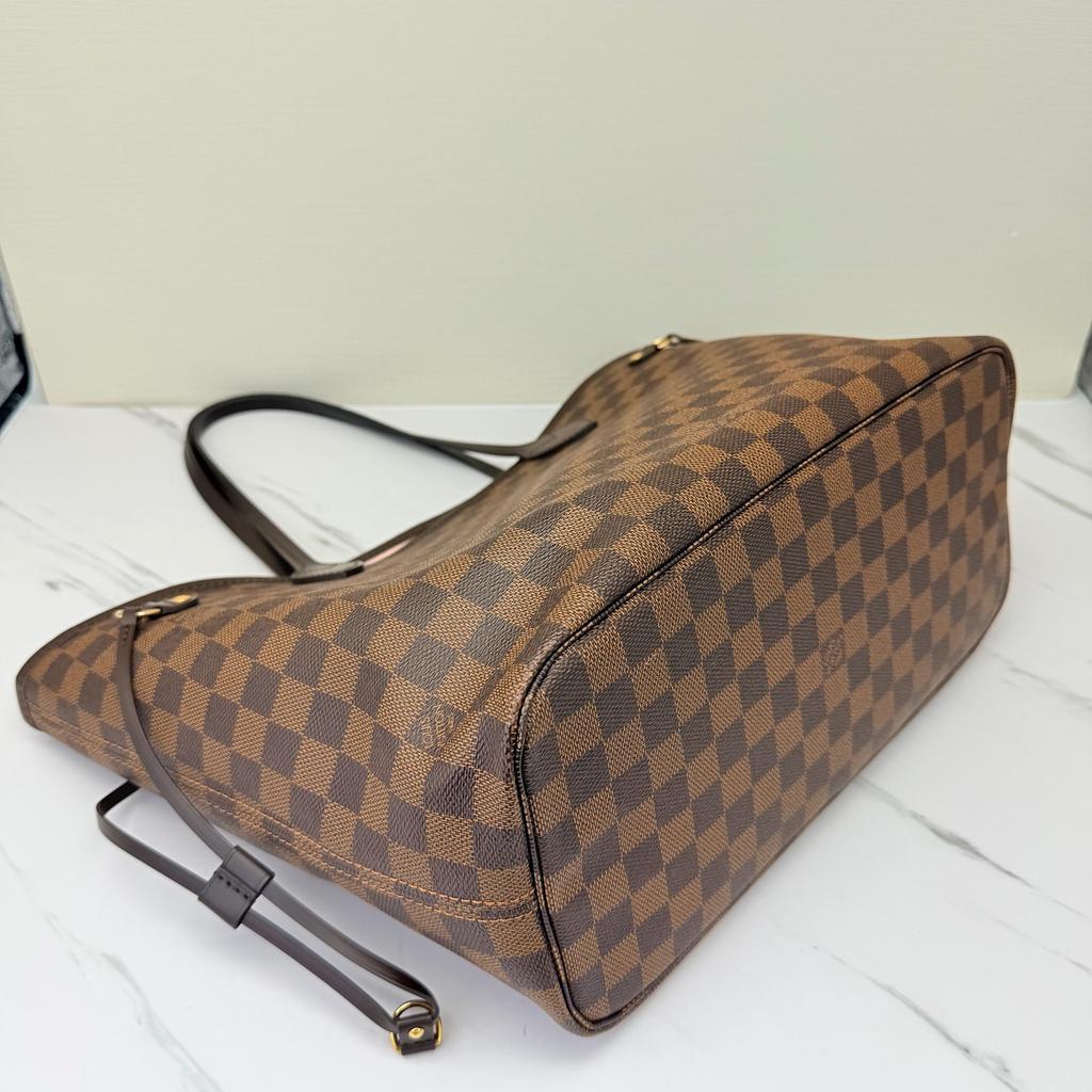 [Pre-Owned] Neverfull Mm Checkered Coated Canvas With Leather Trim Tote Bag - Excellent #138KOQW