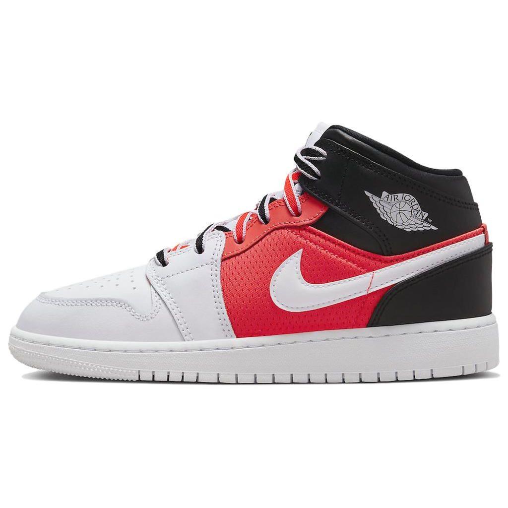 Air Jordan 1 Mid SE GS White Infrared Kids Sneakers Black Infrared-23 FB4417-016