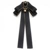 Girls Gorgeous Costume Pearl Tassel Ribbon Bow Tie Collar Pin Cravat Brooch