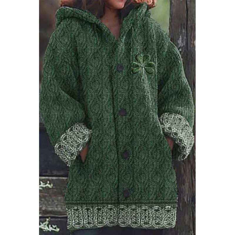 Womens 3D Animal Print Hooded Sweatshirt Casual Open Front Jacket