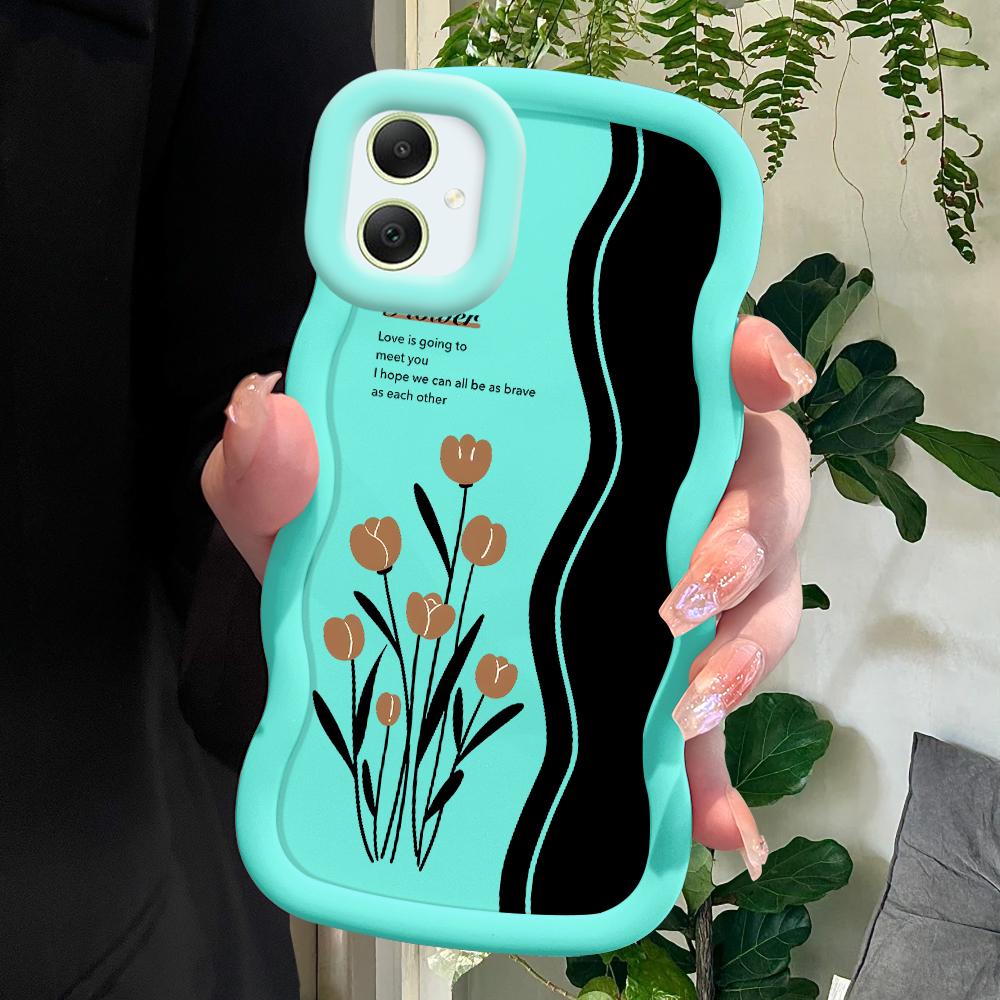 Tulips Pattern Soft Phone Cover for Samsung Galaxy A52 A73 A12 A11 S24 Ultra 5G S23 S22 S21 S20 FE Wave Edge Shockproof Protective Rubber Case