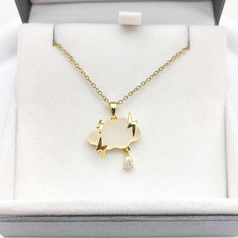 1 Pcs Fashion Lightning Cloud Copper Pendant Steel Necklace Women's Clavicle Chain Girls' Elegant Accessories