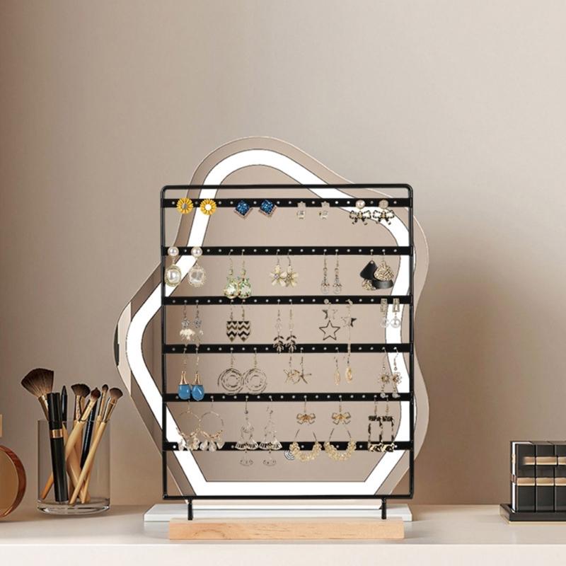 Earrings Organizer Stand Earring Holder Display Stand with 120 Holes 6 Tiers Jewelry Organizers Rack with Wood Base Gift