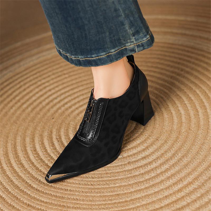 Модная новая весенняя обувь из коровьей кожи с леопардовым принтом с острым носком для женщин, модные женские туфли-лодочки, женская обувь на толстом каблуке, лоферы, туфли на высоком каблуке