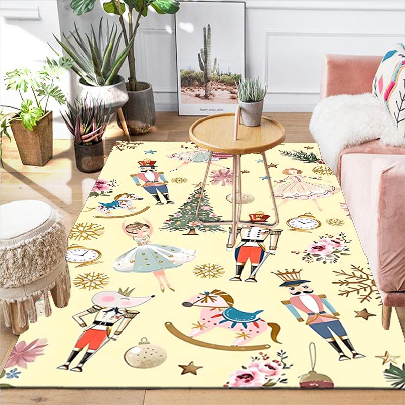 1Pc Christmas Nutcracker Party Rug Office Carpet Indoor Outdoor Doormat Nonslip Soft And Comfortable Living Room Christmas Halloween Gift D91819