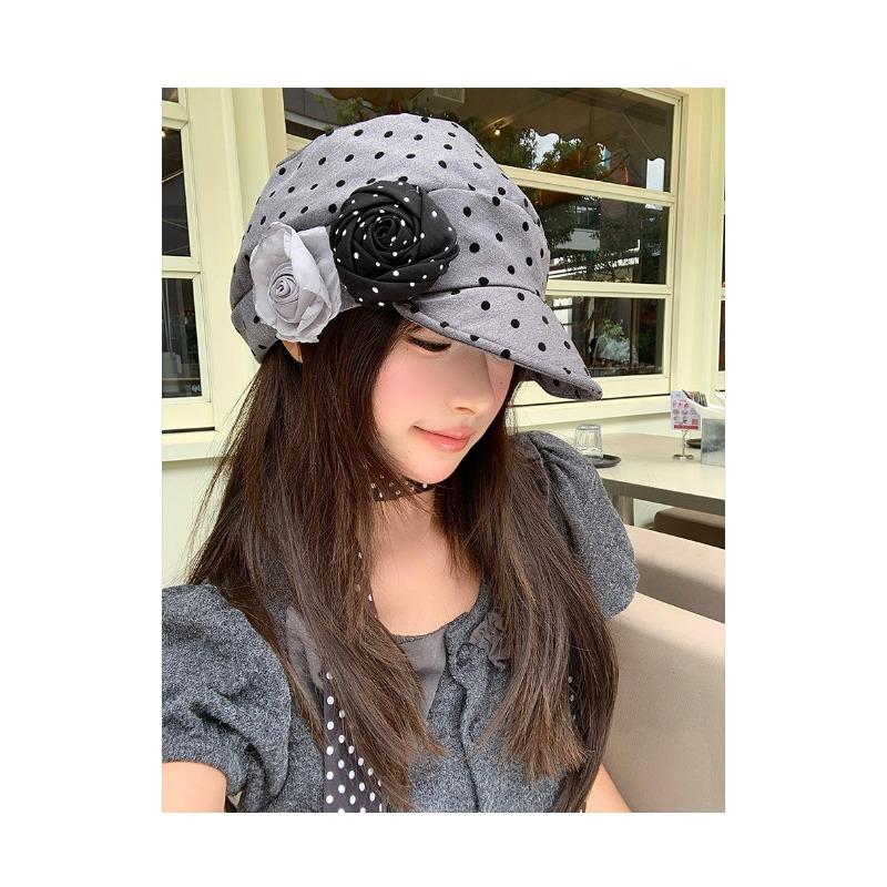 Women S Vintage Floral Polka Dot Beret Newsboy Cap Ladies Cute Hat