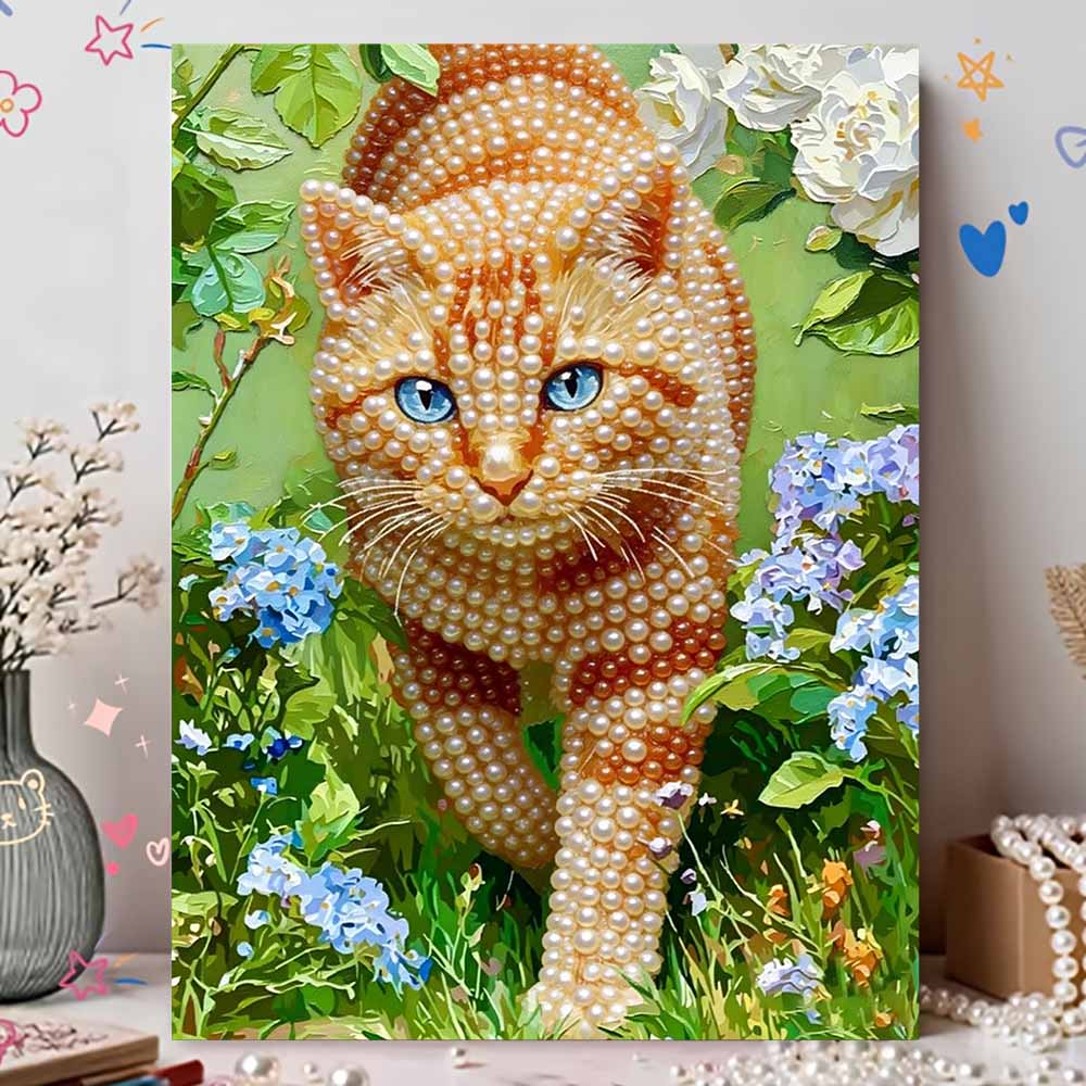 Набор для 3D-рисования жемчугом Дизайн Рыжий Кот Без рамы DIY Картина из бусин Холст Для досуга Ручная работа для декора стены спальни