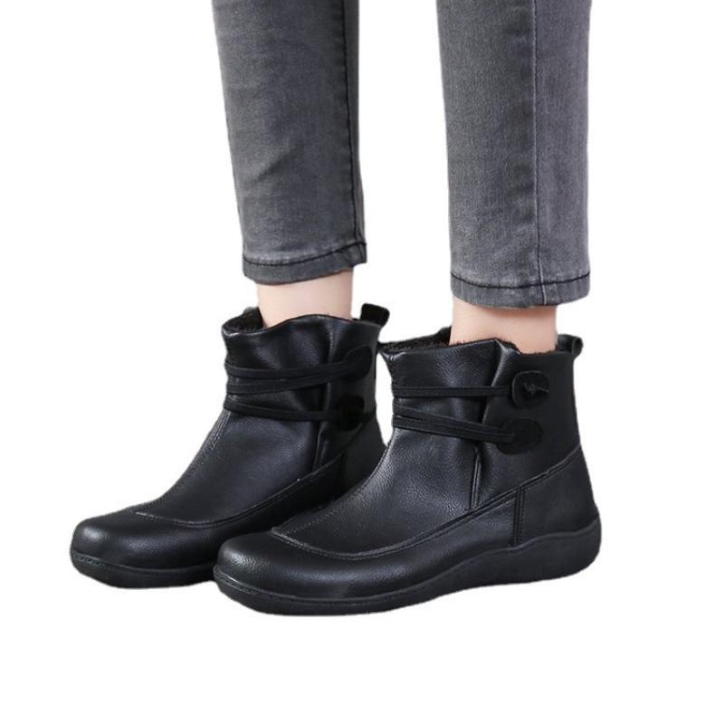 Autumn and Winter New Flat Bottomed Martin Boots with British Style Short Sole and Oversized Women's Shoes