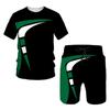 Новые летние мужские трендовые повседневные спортивные костюмы оверсайз в европейском и американском стиле 2023, футболка с 3D цифровым принтом и шорты, комплект из 2 предметов