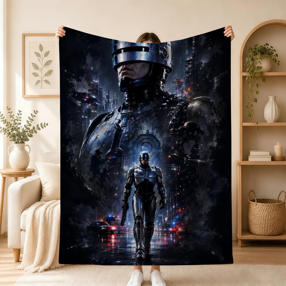 Плед R-RoboCop Мягкий Теплый На Колени Для Спальни Гостиной Кровати Дивана Кемпинга Пикника Офиса Подарок