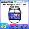 2 Din Android 12 Автомагнитола для Peugeot 206 206CC SW 1998 - 2012 Мультимедийный видеоплеер GPS 4G Carplay Авто Стерео DVD Головное устройство