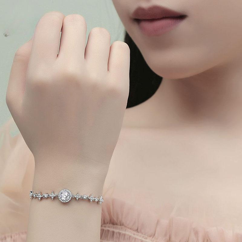 Браслет из стерлингового серебра 925 пробы для женщин, корейская мода, 1 карат, муассанит, браслет с метеоритным пузырем, анти-настоящие бриллианты, ручные ювелирные изделия